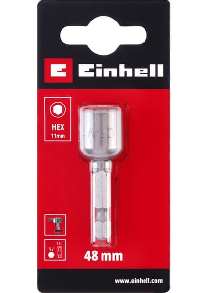 Einhell Orijinal Einhell Manyetik Lokma Ucu, 11 mm (Krom Vanadyum Çelik, 48 mm, E 6.3 / 1⁄4”, Akülü Vidalama ve Matkaplar İçin) - 49135130