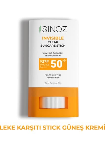 Sinoz SPF50+ Yüksek Korumalı Stick Güneş Kremi 15 gr Tüm Cilt Tipleri İçin Nemlendirici ve Yatıştırıcı