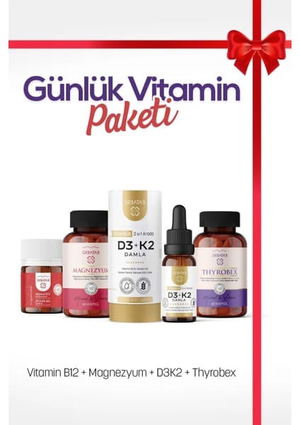 Erbatab Günlük Vitamin Paketi(Thyrobex, D3K2, B12, Magnezyum)