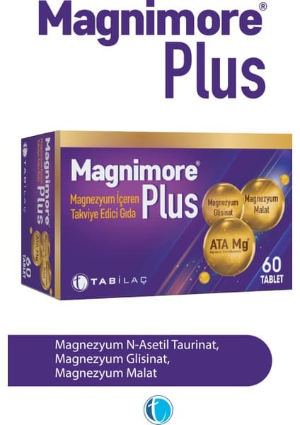 Magnimore Plus 60 Tablet Magnezyum İçeren Takviye Edici Gıda