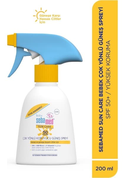 Sebamed Baby Çok Yönlü Koruyucu Güneş Spreyi 200 ml SPF 50+ Normal Ciltler İçin Yüksek Koruma