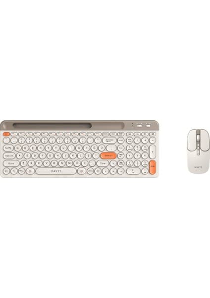 Havit KB835WB Dual Mode Kablosuz Klavye ve Mouse Seti | Türkçe Q | Bluetooth + 2.4ghz | Sessiz Tuş | Retro Tasarım