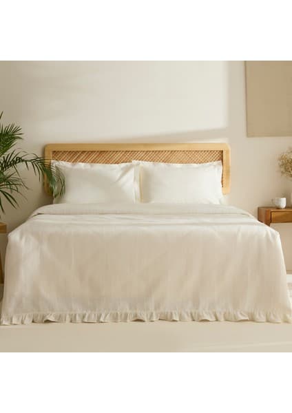 Karaca Home Maye %100 Pamuk Fırfırlı Tek Kişilik Tek Pike Beyaz