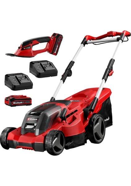 Einhell GE-CM 36/37 Li Akülü Çim Biçme Makinesi + GE-CG 18/1 Li Power X-Change Akülü Çit Budama (18V, 37 cm kesme genişliği, 2x 3,0 Ah akü ve 2x şarj cihazı dahildir) - 3413173