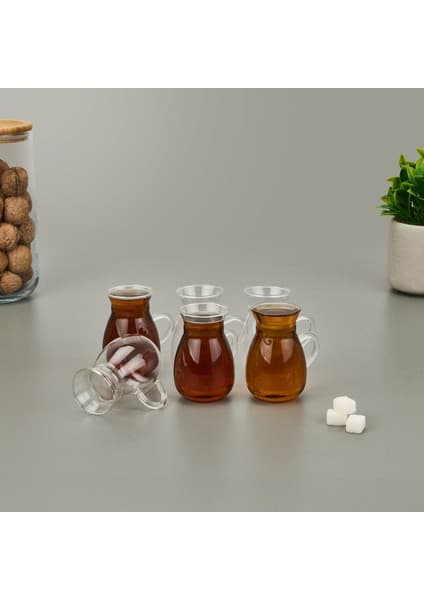 Arow Grape Şeffaf 6'lı Çay Seti 220 ml Borosilikat Cam Malzeme ile Şık Sunum İçin İdeal