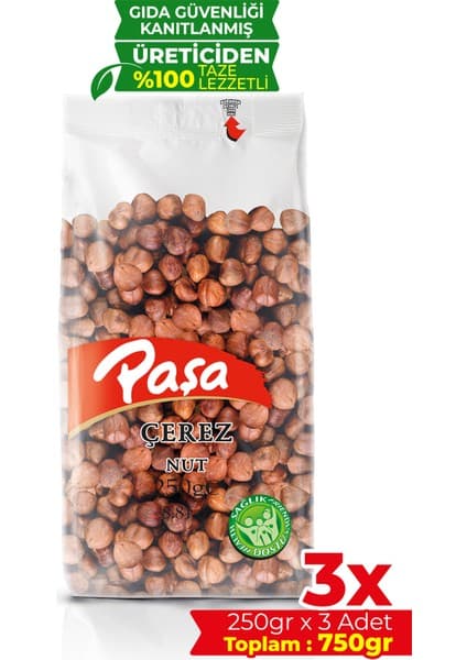 Paşa Kuruyemiş Çiğ Fındık İçi 750 gr (250 gr x 3 Ad.)