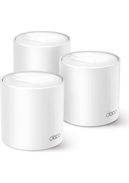 TP-Link Deco X10 (3-Pack) | Wi-Fi 6 Mesh Sistemi | AX1500 Mbps Hız | Fiber Uyumlu | Çift Bant | Gigabit Port | 120 Cihaz | 520 m² Kapsama Alanı | WPA3 | Mobil Uygulama ile Kolay Kurulum