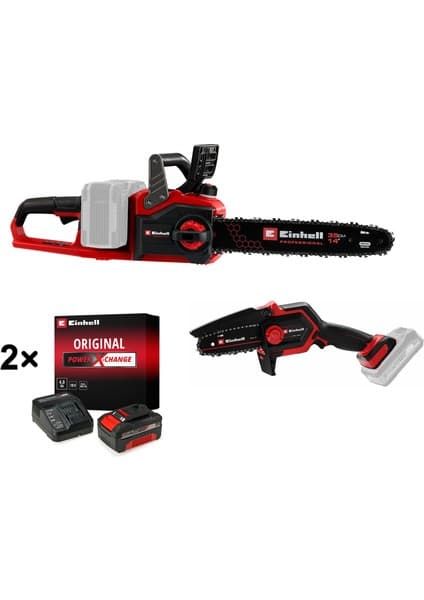 Einhell GP-LC 36/35 Li + GE-PS 18/15 Li BL - Akülü Kömürsüz Dal Kesme Seti (2 Adet 4,0 Ah Akü ve Şarj Cihazı Dahildir)