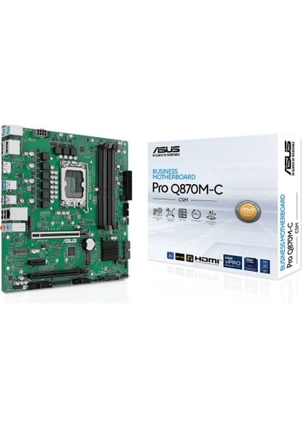 Asus PRO Q870M-C-CSM Intel Q870 LGA1851 DDR5 6400 2xDP HDMI Çift M2 USB3.2 TPM mATX