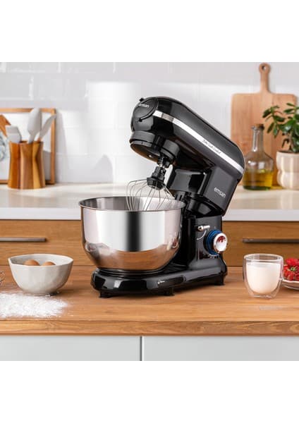 Emsan Bella Gusto Comfort Stand Mikser Siyah 1300W 5.5L Paslanmaz Çelik Hazne ile Güçlü Performans