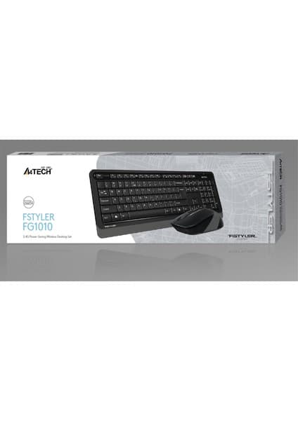 A4Tech FG1010 Kablosuz Q Trk Optic Mouse Siyah/Gri Multimedya Klavye - Mouse Set