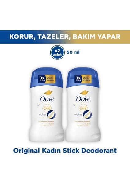 Dove Kadın Stick Deodorant Advanced Care Fresh Kokusuyla 72 Saat Koruma 50 ml X2 Parça