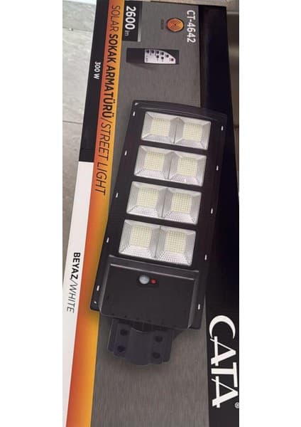 Cata 300W Solar Sokak Armatürü CT-4642 Beyaz Dış Mekan Kullanımı için Su Geçirmez ve Enerji Tasarruflu