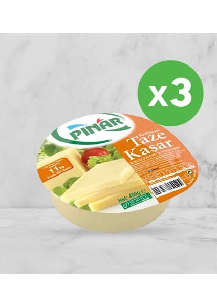 Pınar Taze Kaşar Peyniri 400 g x 3 Adet
