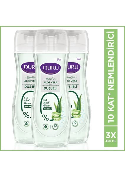 Duru Hydro Pure Aloevera Hassas Ciltler için Vegan Duş Jeli 3x450 Ml