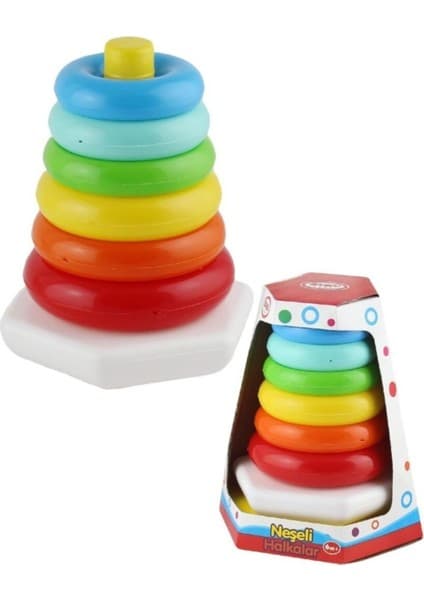 Zuzu Toys Neşeli Halkalar Eğitici Oyun Seti Plastik Malzemeden Renkli Tasarım 0 - 3 Yaş İçin