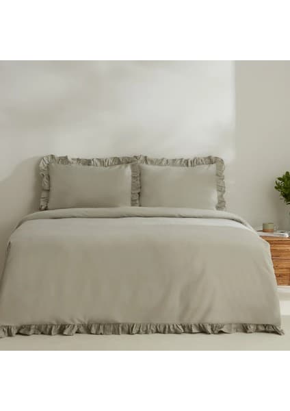Karaca Home Pure Ruffle %100 Pamuk Çift Kişilik Nevresim Takımı Adaçayı