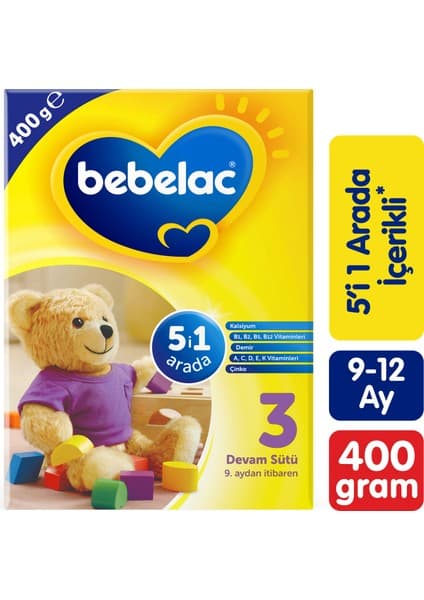 Bebelac 3 Devam Sütü 9-12 Ay 400 Gr