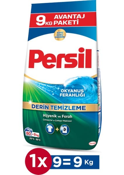 Persil Toz Çamaşır Deterjanı Okyanus Ferahlığı 9kg (60 Yıkama)