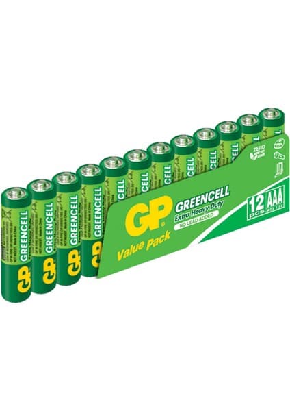 GP Greencel R03 AAA Boy İnce Çinko Kalem Pil 12'li Paket GP24G-VS12