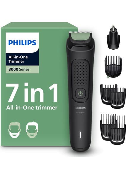 Philips 3000 Serisi 7 in 1, Erkek Bakım Seti, Yüz&Saç Tıraş Makinesi, Cilt Dostu Bıçaklar, MG3930/15