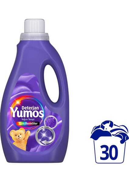 Yumoş Sıvı Deterjan 1500 ml Tüm Renkler 30 Yıkama Yoğun Terapi ile Etkili Temizlik