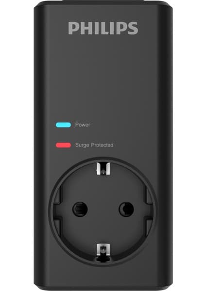 Philips CHP7010B/10 1140 Joule Tekli Akım Korumalı Priz, Siyah