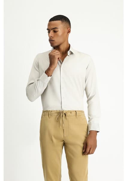 Kiğılı Uzun Kol Slim Fit Dar Kesim Klasik Desenli Pamuklu Kolay Ütülenebilir Gömlek