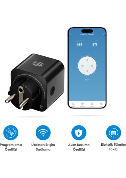 Şımart Akıllı Wi-Fi Priz Zaman Ayarlı, Akım Korumalı, Uzaktan Kontrol