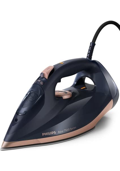 Philips 7500 Serisi Buharlı Ütü, 3200W, 55 g/dk Sürekli Buhar, SteamGlide Elite, 260 g Şok Buhar, Mavi/Altın Rengi, DST7510/80