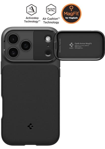 Spigen iPhone 18 Pro / 17 Pro ile Uyumlu MagSafe Kılıf Optik Armor Mag Fit Black - ACS09953