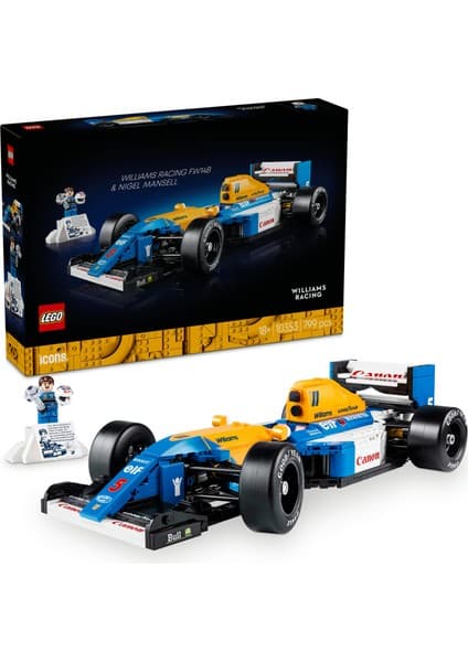 LEGO ® Icons Williams Racing FW14B & Nigel Mansell 10353 – Yetişkinler için Sürücü Figürü ve Kupa İçeren Model Yapım Seti (797 P)