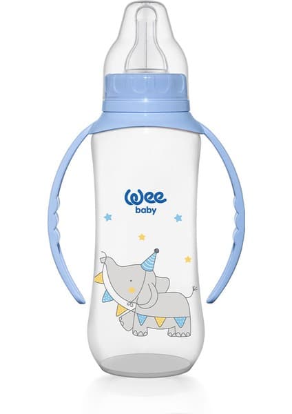 Wee Baby Klasik Kulplu PP Biberon 270 ml Mavi 6-18 Ay