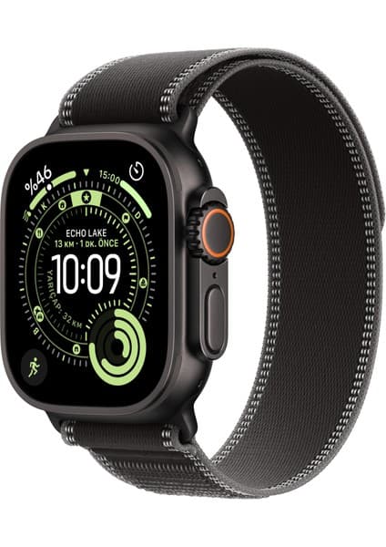 Apple Watch Ultra 3 Gps + Cellular, 49 mm Siyah Titanyum Kasa ve Siyah/kömür Trail loop - M/l