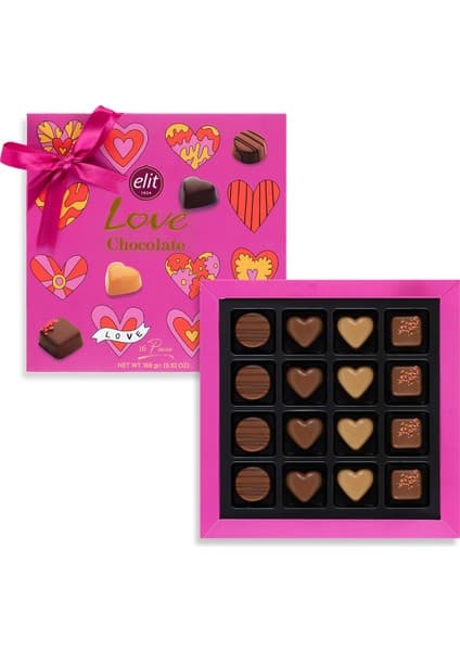 Elit Çikolata Love Chocolate Spesiyal Kutu Pembe 168G Glutensiz