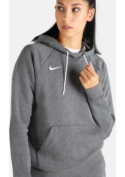 Nike CW6957-071 Kadın Park 20 Po Hoodie Gri Sweatshirt Kapüşonlu Rahat Kesim Sezonluk Tasarım