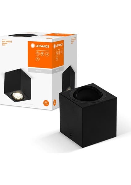 Ledvance LED 2700K IP20 GU10 Duy Sıva Üstü Kare Siyah Spot