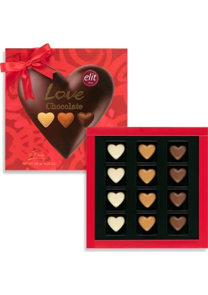 Elit Çikolata Love Chocolate Spesiyal Kutu Kalp 120G Glutensiz