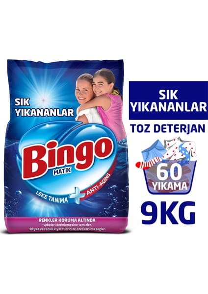 Bingo Toz Çamaşır Deterjanı Sık Yıkananlar 9 Kg