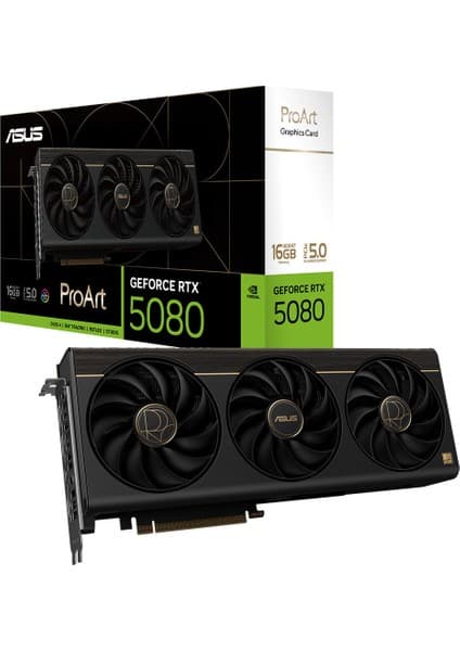 Asus PROART-RTX5080-O16G-NVIDIA-GEFORCE-RTX 5080-16GB GDDR7-256bit--OC-2xHDMI-3xDP-RGB-DLSS4 EKRAN KARTI