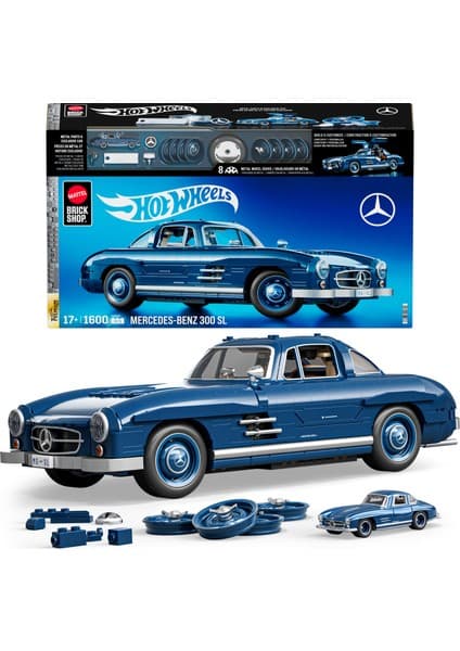 Mattel Brick Shop ™ Hot Wheels® Premium Serisi - Mercedes-Benz 300Sl Koleksiyoncular Için Yarış Arabası Yapı Oyuncağı (1