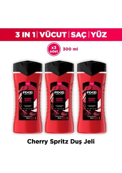Axe Premium Collection Duş Jeli Cherry Spritz 3 In 1 Vücut Saç Yüz 300 ml X3