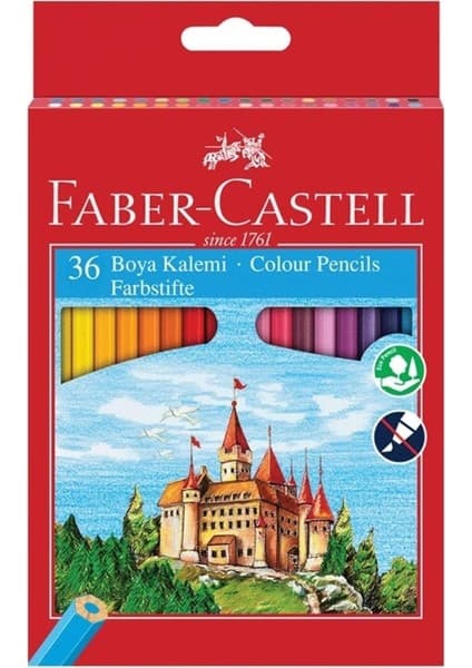 Faber-Castell 36 Renk Boya Kalemi,Canlı ve Parlak Renkler,Kırılmaya Dayanıklı Uçlar, Karton Kutu