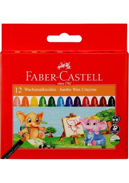 Faber-Castell 12 Renk Süper Yıkanabilir Mum Boya Seti Çocuklar İçin Ergonomik Tasarım 5281120040