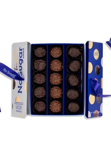 Elit Çikolata Şeker Ilavesiz Sütlü Bitter Truffle Kutu 165 gr Glutensiz Lezzetli Hediye Çikolata