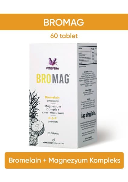 Vitisfera BroMag Bromelain Magnezyum Kompleks - Vitamin B6 60 Tablet