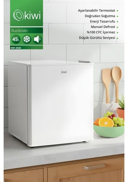 Kiwi KRF-2545 Mini Buzdolabı 45 lt Enerji Sınıfı E Ayarlanabilir Termostat ve Düşük Gürültü Seviyesi