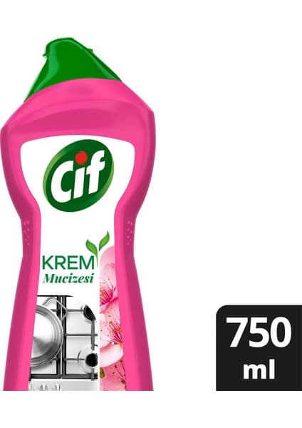 Cif Krem Mucizesi 750 ml Yüzey Temizleyici Pembe Renk ve Sakura Kokusuyla Etkili Temizlik