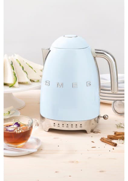 smeg Pastel Mavi Paslanmaz Çelik Isı Ayarlı Kettle KLF04PBEU 1 lt Otomatik Kapanma Özelliği ile Şık Tasarım