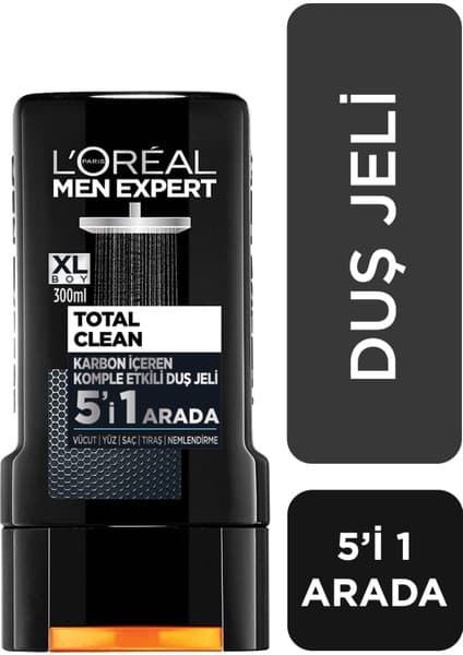 L'Oréal Paris Men Expert L'oreal Paris Men Expert Total Clean 300 ml Kömürlü Duş Jeli Yoğun Ferah Koku ile Anında Temizlik